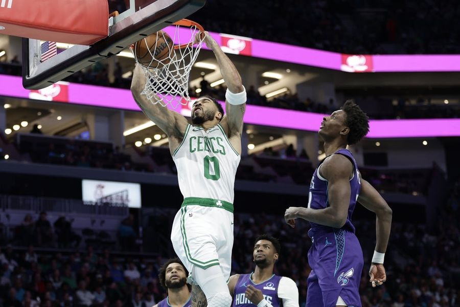 Jayson Tatum, short-handed Celtics handle Hornets