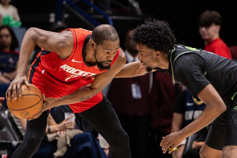 Pelicans hang for quarter, then Rockets turn on afterburners